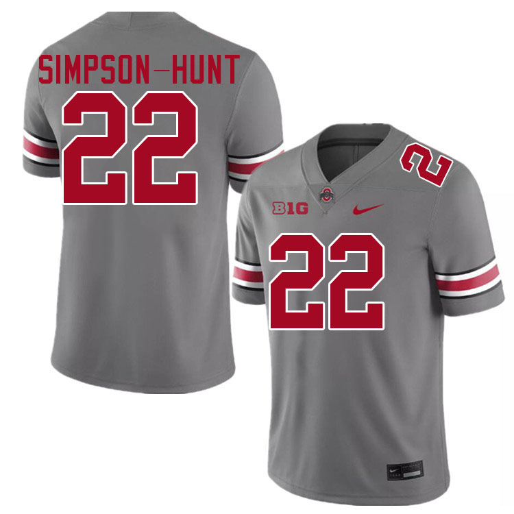 Ohio State Buckeyes Calvin Simpson-Hunt Men's's #22 Authentic Grey College Football Jersey 2404ZBYL7